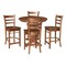 International Concepts 36 in. Solid Wood Round Top Pedestal Dining Table with 4 Counter Height Stools in Distressed Oak K42-36RT-23B-S6172-4 - alternate 1
